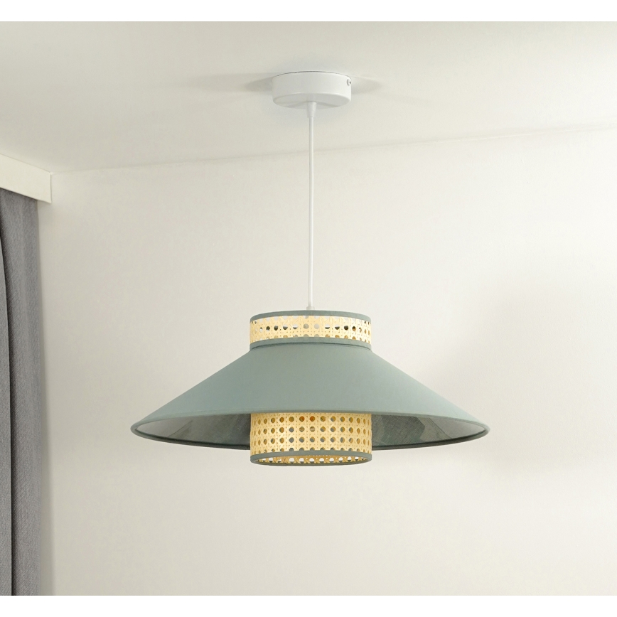 Duolla - Подвесная люстра RIO RATTAN 1xE27/15W/230V диаметр 45 см зеленый/ротанг