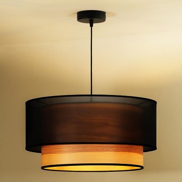 Duolla - Подвесная люстра WOOD BOHO 1xE27/15W/230V диаметр 45 см черный/бежевый