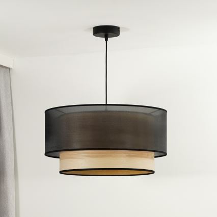 Duolla - Подвесная люстра WOOD BOHO 1xE27/15W/230V диаметр 45 см черный/бежевый