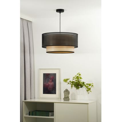 Duolla - Подвесная люстра WOOD BOHO 1xE27/15W/230V диаметр 45 см черный/бежевый
