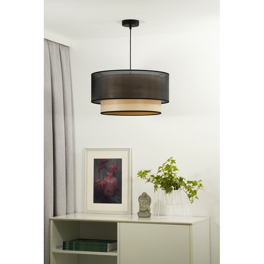 Duolla - Подвесная люстра WOOD BOHO 1xE27/15W/230V диаметр 45 см черный/бежевый