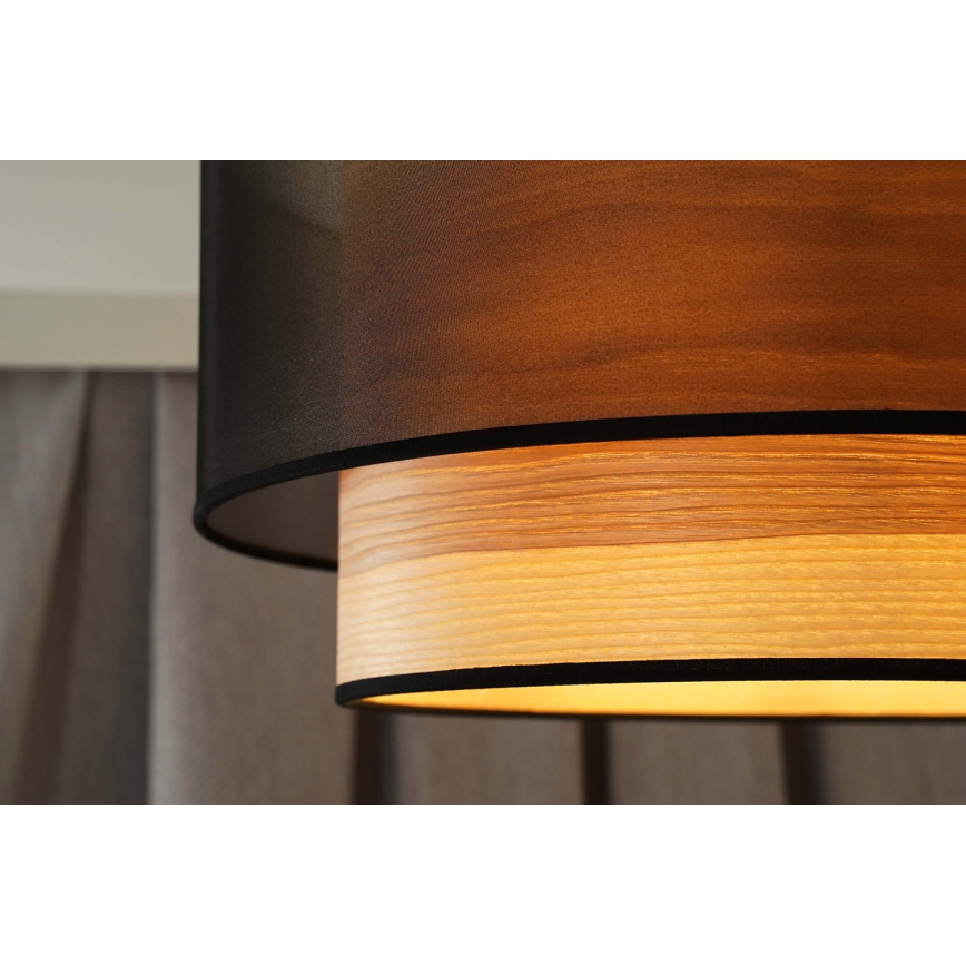 Duolla - Подвесная люстра WOOD BOHO 1xE27/15W/230V диаметр 45 см черный/бежевый