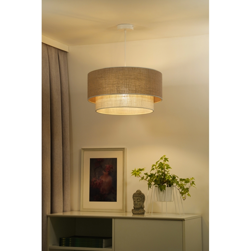Duolla - Подвесная люстра YUTE BOHO 1xE27/15W/230V диаметр 45 см коричневый/кремовый