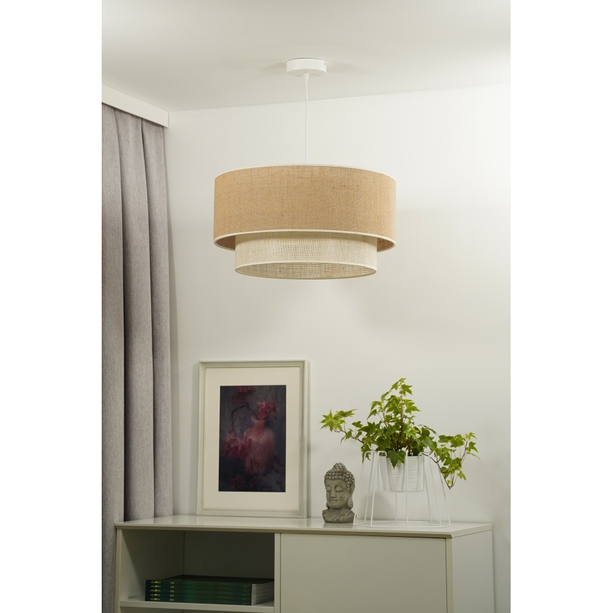 Duolla - Подвесная люстра YUTE BOHO 1xE27/15W/230V диаметр 45 см коричневый/кремовый