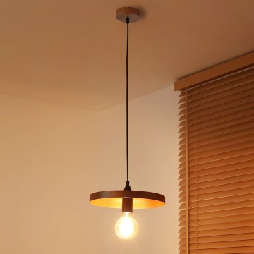 Duolla - Подвесной светильник на тросе IRONLINE 1xE27/15W/230V, диаметр 30 см, медная/черная