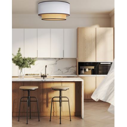 Duolla - Потолочный светильник BOHO 1xE27/15W/230V диаметр 45 см белый/ротанг