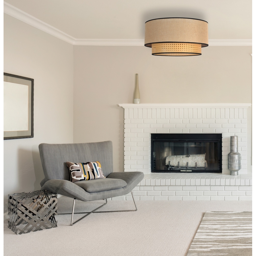 Duolla - Потолочный светильник BOHO 1xE27/15W/230V диаметр 45 см бежевый/ротанг