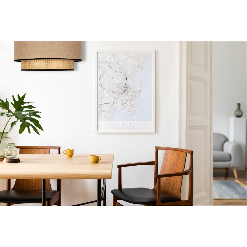 Duolla - Потолочный светильник BOHO 1xE27/15W/230V диаметр 45 см бежевый/ротанг