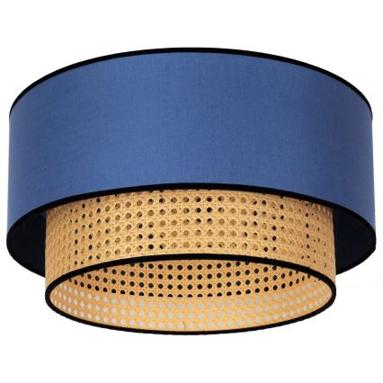 Duolla - Потолочный светильник BOHO 1xE27/15W/230V диаметр 45 см синий/ротанг