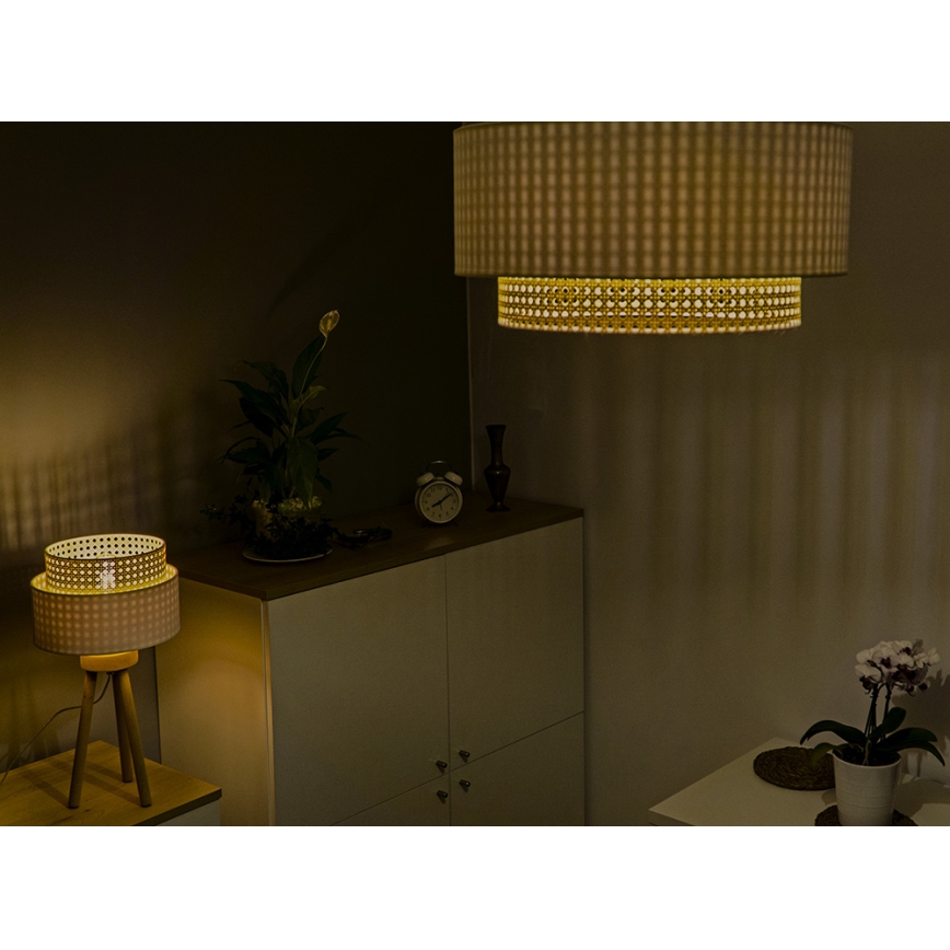 Duolla - Потолочный светильник BOHO 1xE27/15W/230V диаметр 45 см кремовый/ротанг