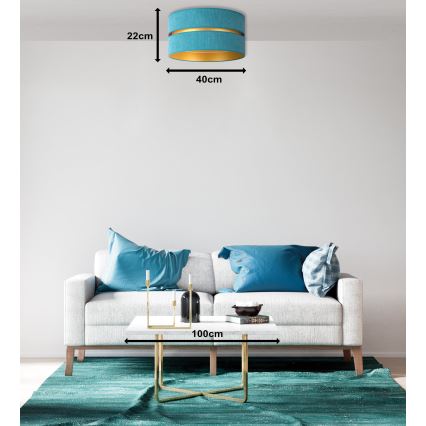 Duolla - Потолочный светильник DUO 1xE27/40W/230V диаметр 40 см бирюзовый/золотистый