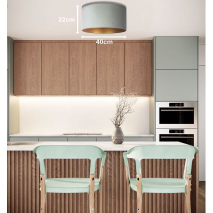 Duolla - Потолочный светильник ROLLER 1xE27/15W/230V диаметр 40 см светло-зеленый/золотой