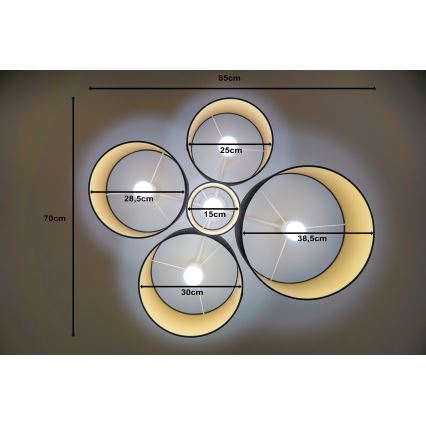 Duolla - Потолочный светильник ROLLER PENTO 5xE27/60W/230V черный/золотистый