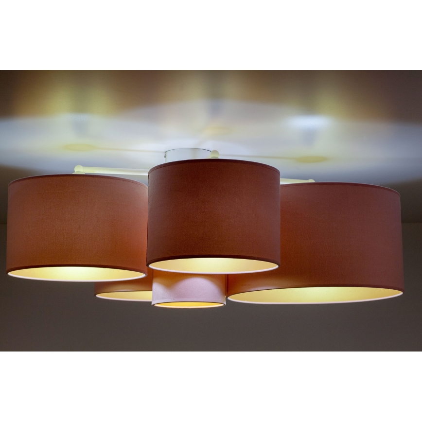 Duolla - Потолочный светильник ROLLER PENTO 5xE27/60W/230V розовый