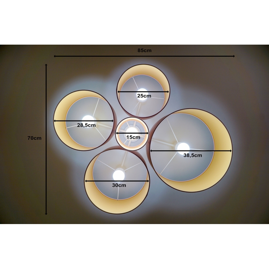 Duolla - Потолочный светильник ROLLER PENTO 5xE27/60W/230V розовый