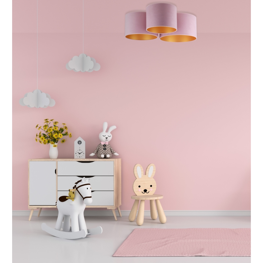 Duolla - Потолочный светильник ROLLER TRIO 3xE27/60W/230V розовый