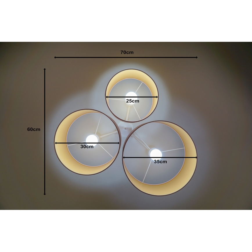Duolla - Потолочный светильник ROLLER TRIO 3xE27/60W/230V розовый