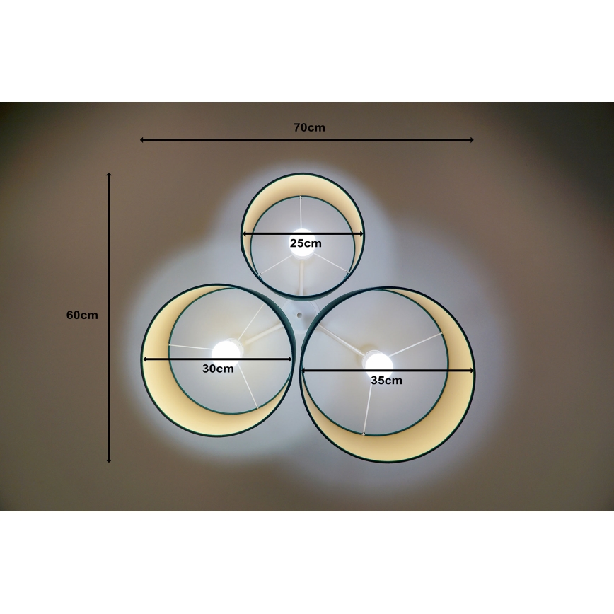 Duolla - Потолочный светильник ROLLER TRIO 3xE27/60W/230V зеленый/золотистый