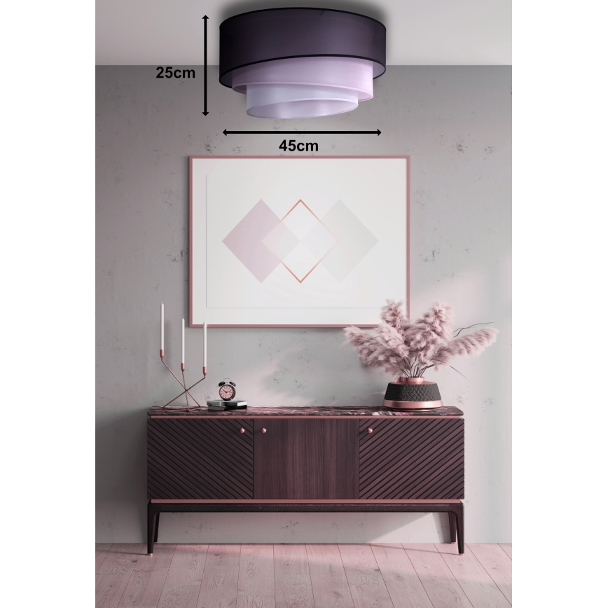 Duolla - Потолочный светильник TRIO 1xE27/15W/230V диаметр 45 см черный/розовый/серебряный
