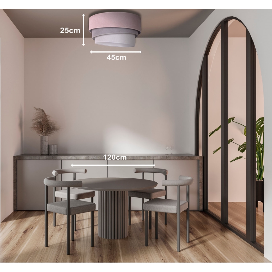 Duolla - Потолочный светильник TRIO 1xE27/15W/230V диаметр 45 см розовый/серый/белый