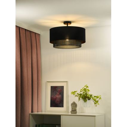 Duolla - Припотолочная люстра BOHO RATTAN 1xE27/15W/230V диаметр 45 см черный