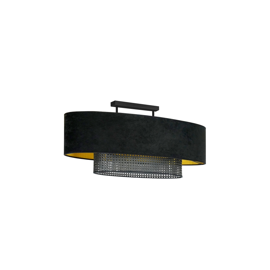 Duolla - Припотолочная люстра DOUBLE OVAL RATTAN 2xE27/15W/230V черный/ротанг