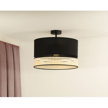 Duolla - Припотолочная люстра DOUBLE RATTAN 1xE27/15W/230V диаметр 40 см черный/бежевый