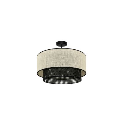 Duolla - Припотолочная люстра RATTAN YUTE 1xE27/15W/230V диаметр 45 см кремовый/черный