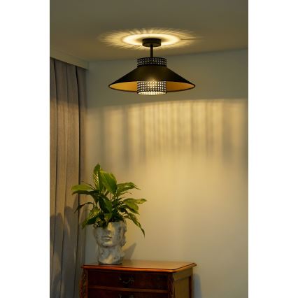 Duolla - Припотолочная люстра RIO RATTAN 1xE27/15W/230V диаметр 45 см черный/золотистый