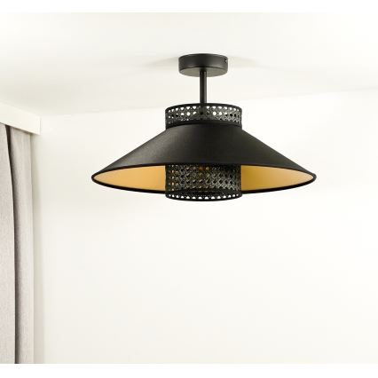 Duolla - Припотолочная люстра RIO RATTAN 1xE27/15W/230V диаметр 45 см черный/золотистый