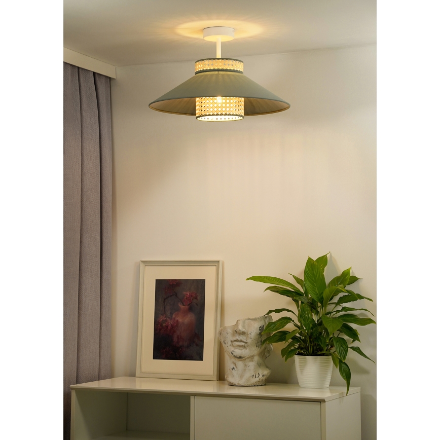Duolla - Припотолочная люстра RIO RATTAN 1xE27/15W/230V диаметр 45 см зеленый/ротанг