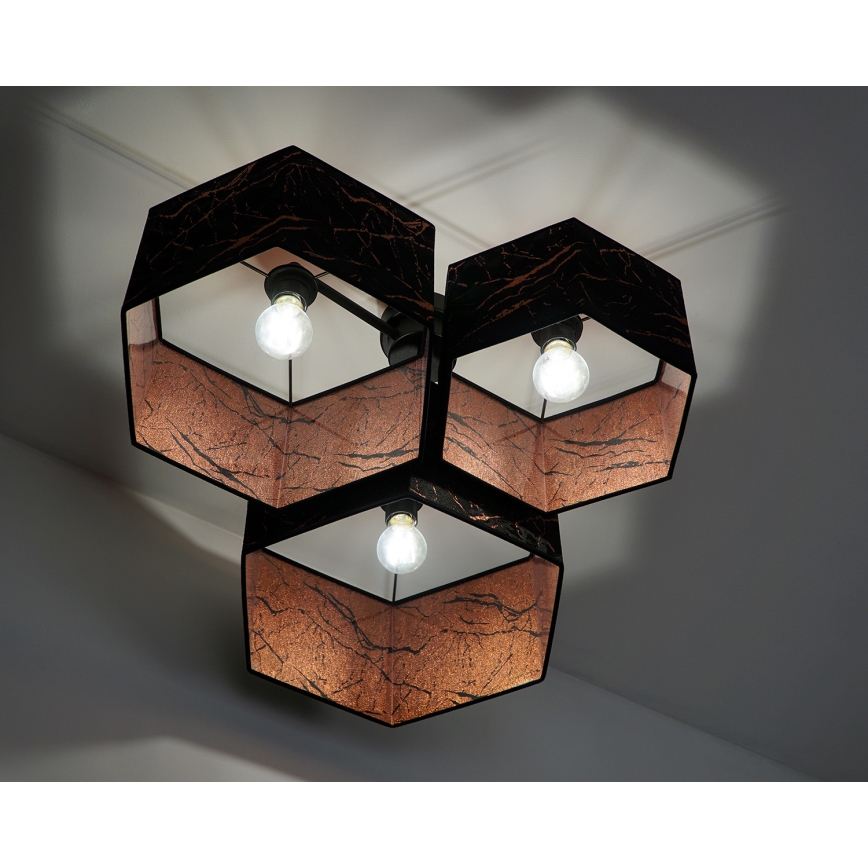 Duolla - Припотолочная люстра ROLLER TRIO HEX 3xE27/15W/230V черный/медный