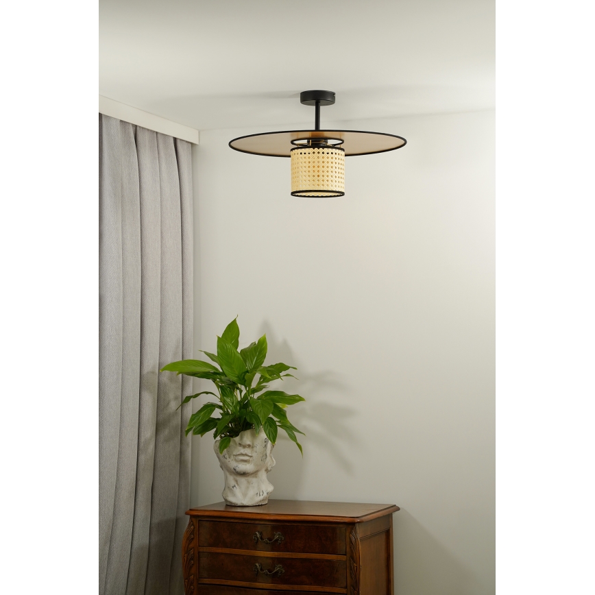 Duolla - Припотолочная люстра TOKYO RATTAN 1xE27/15W/230V диаметр 50 см золотистый/ротанг