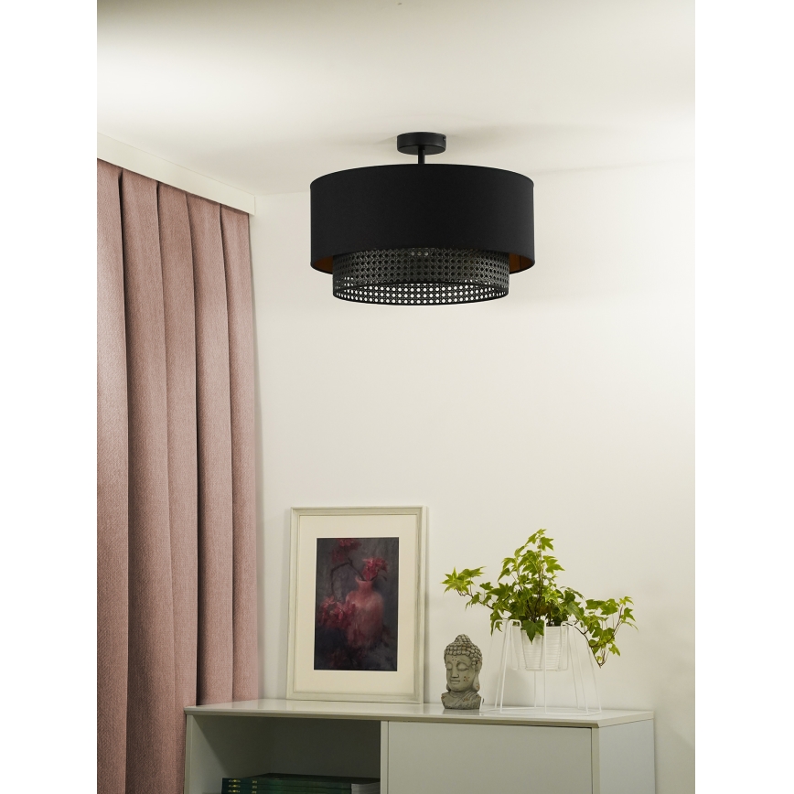 Duolla - Припотолочная люстра BOHO RATTAN 1xE27/15W/230V диаметр 45 см черный