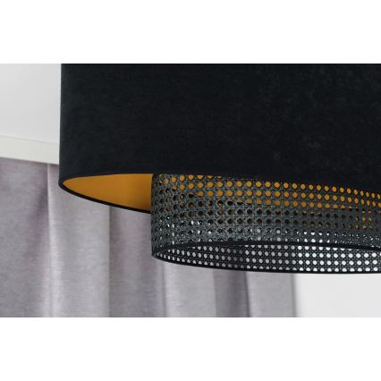Duolla - Припотолочная люстра DOUBLE OVAL RATTAN 2xE27/15W/230V черный/ротанг