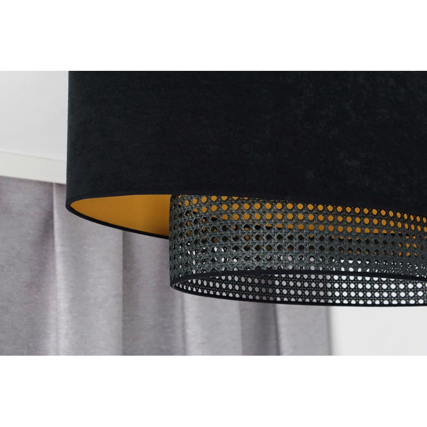Duolla - Припотолочная люстра DOUBLE OVAL RATTAN 2xE27/15W/230V черный/ротанг