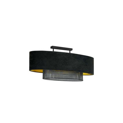 Duolla - Припотолочная люстра DOUBLE OVAL RATTAN 2xE27/15W/230V черный/ротанг
