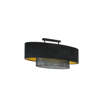 Duolla - Припотолочная люстра DOUBLE OVAL RATTAN 2xE27/15W/230V черный/ротанг