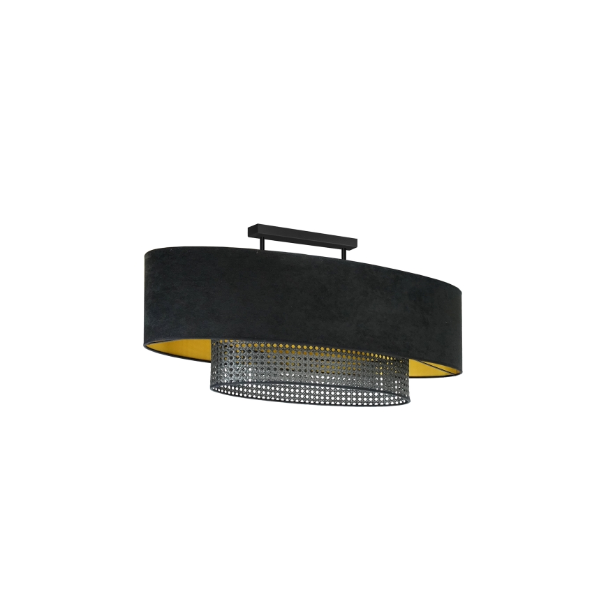 Duolla - Припотолочная люстра DOUBLE OVAL RATTAN 2xE27/15W/230V черный/ротанг