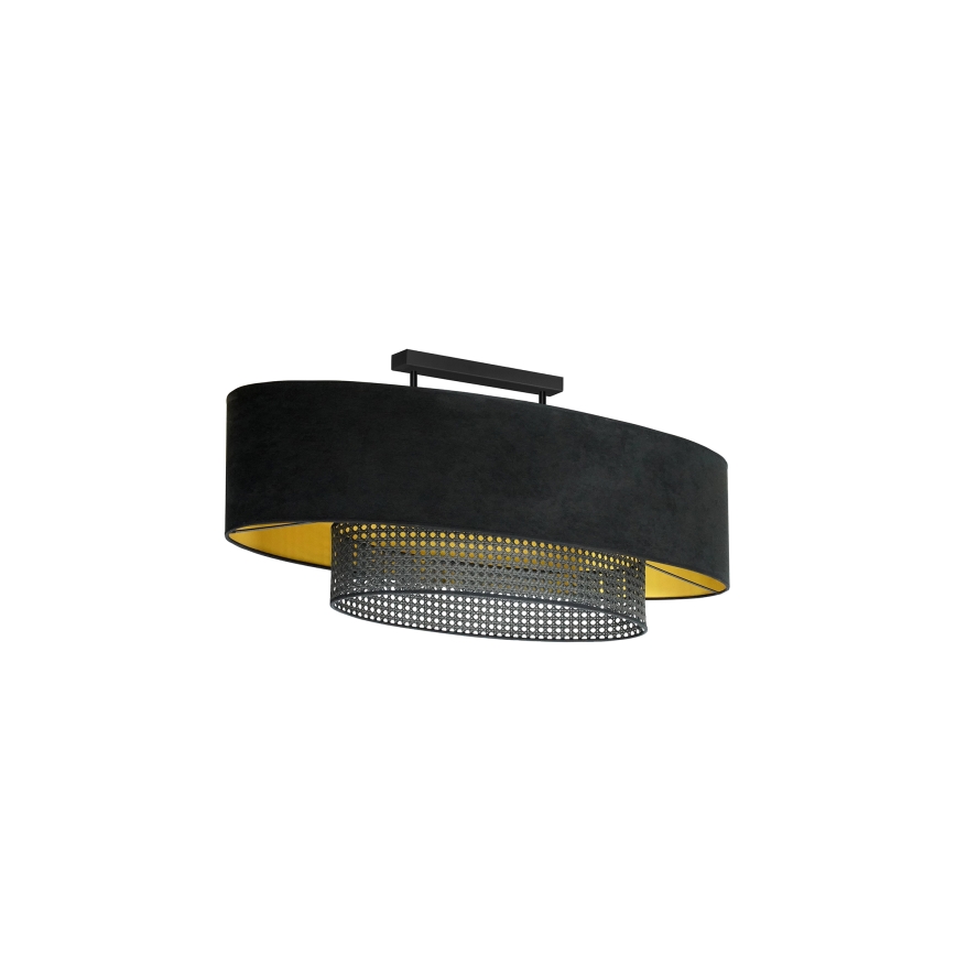 Duolla - Припотолочная люстра DOUBLE OVAL RATTAN 2xE27/15W/230V черный/ротанг