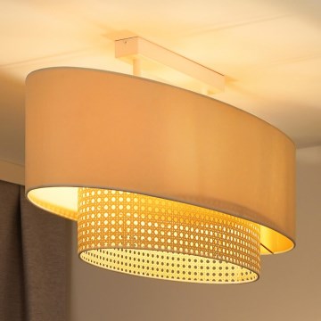 Duolla - Припотолочная люстра DOUBLE OVAL RATTAN 2xE27/15W/230V кремовый/ротанг