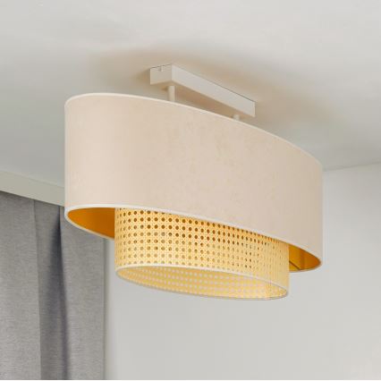 Duolla - Припотолочная люстра DOUBLE OVAL RATTAN 2xE27/15W/230V кремовый/ротанг