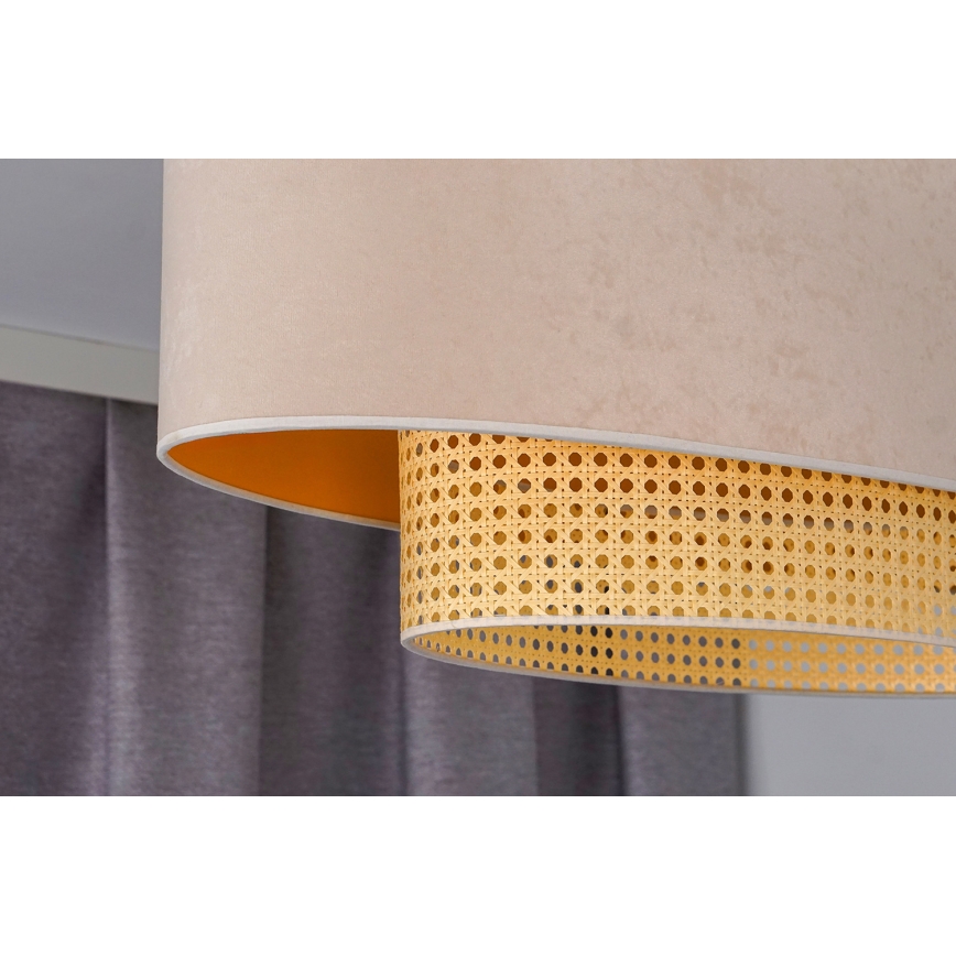 Duolla - Припотолочная люстра DOUBLE OVAL RATTAN 2xE27/15W/230V кремовый/ротанг