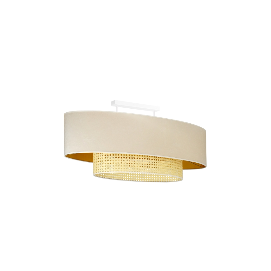 Duolla - Припотолочная люстра DOUBLE OVAL RATTAN 2xE27/15W/230V кремовый/ротанг