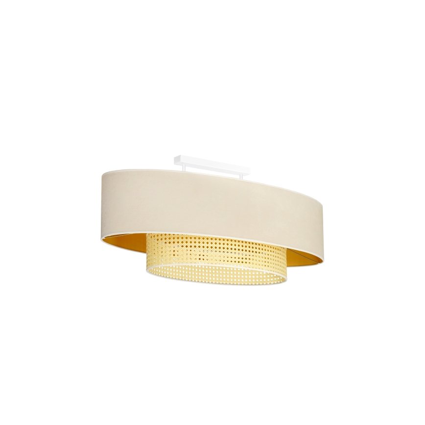 Duolla - Припотолочная люстра DOUBLE OVAL RATTAN 2xE27/15W/230V кремовый/ротанг