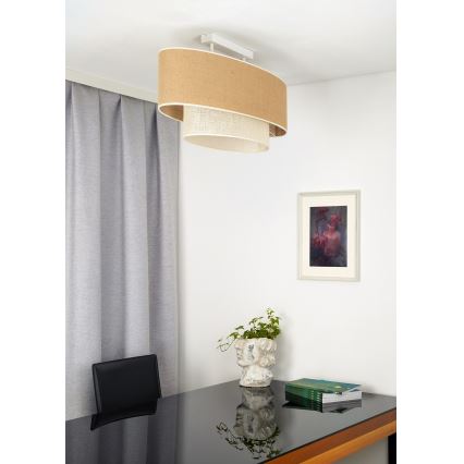Duolla - Припотолочная люстра DOUBLE OVAL YUTE 2xE27/15W/230V коричневый/кремовый