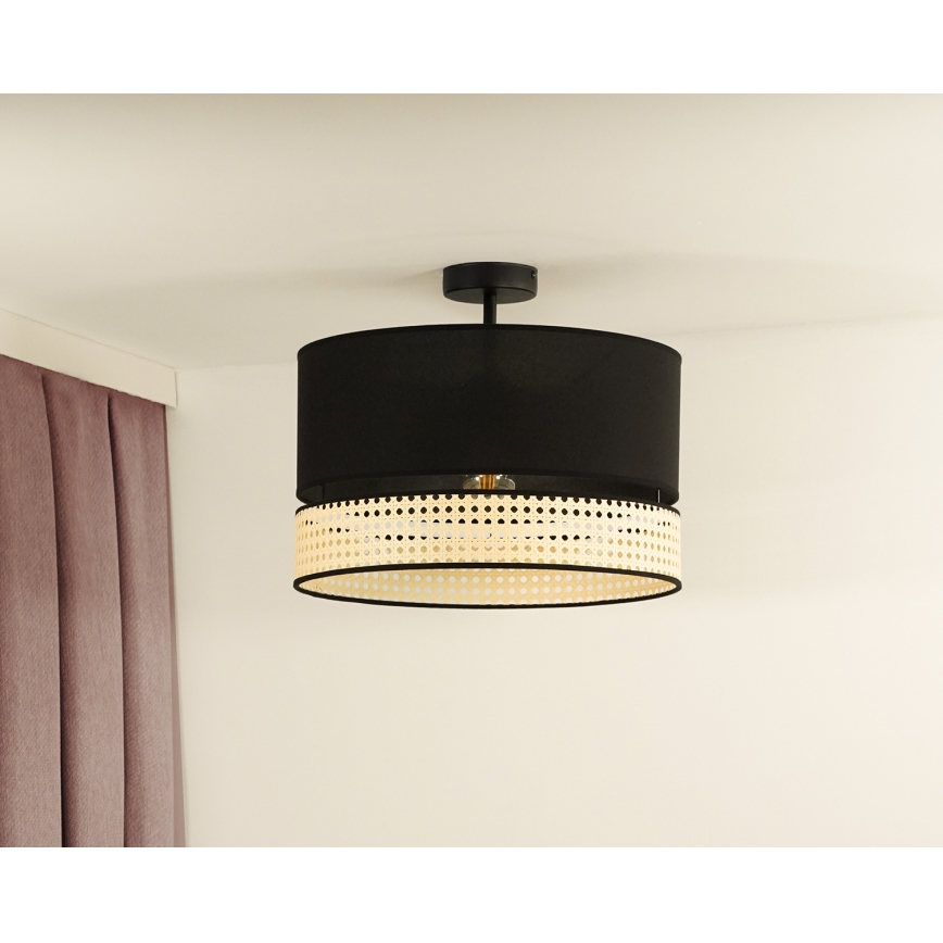Duolla - Припотолочная люстра DOUBLE RATTAN 1xE27/15W/230V диаметр 40 см черный/бежевый