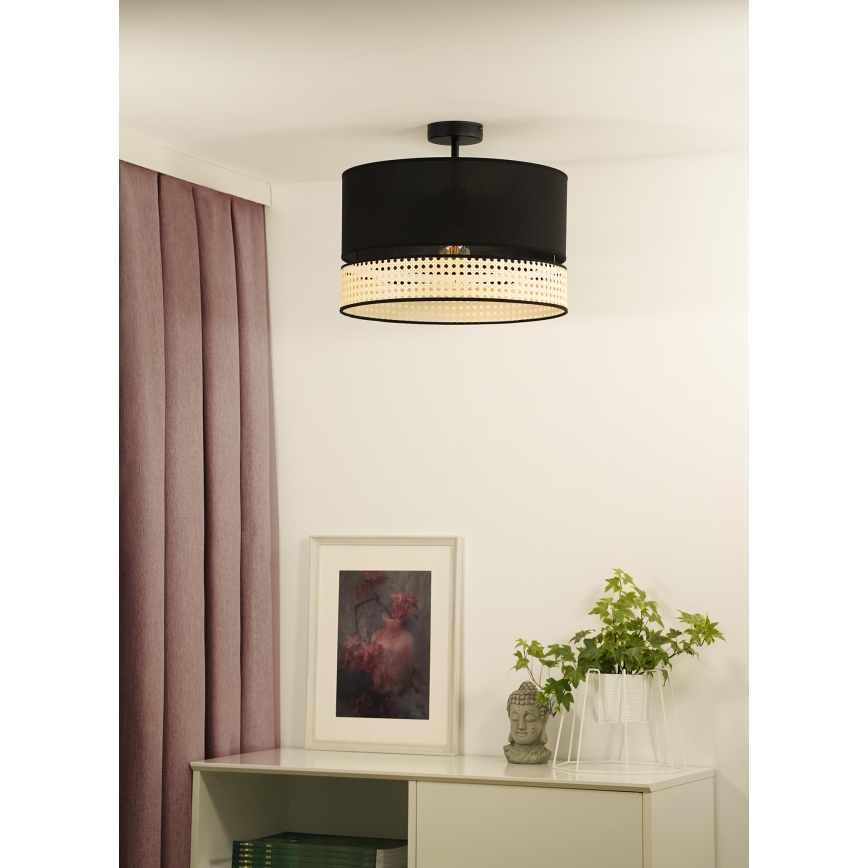 Duolla - Припотолочная люстра DOUBLE RATTAN 1xE27/15W/230V диаметр 40 см черный/бежевый