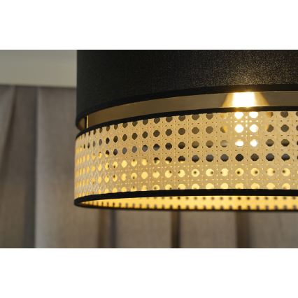 Duolla - Припотолочная люстра DOUBLE RATTAN 1xE27/15W/230V диаметр 40 см черный/бежевый