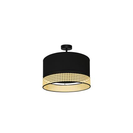 Duolla - Припотолочная люстра DOUBLE RATTAN 1xE27/15W/230V диаметр 40 см черный/бежевый